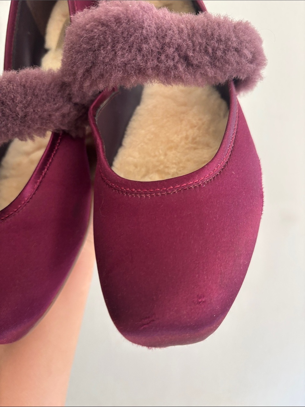 UGG Women's Wine Mary Jane Flats with Shearling Strap - Picture 3 of 10